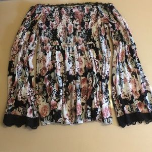 flower patterned off the shoulder blouse
